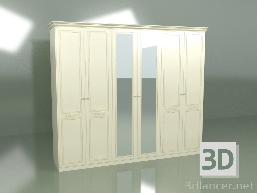 modello 3D Armadio 6 ante con specchio VN 1603 - anteprima