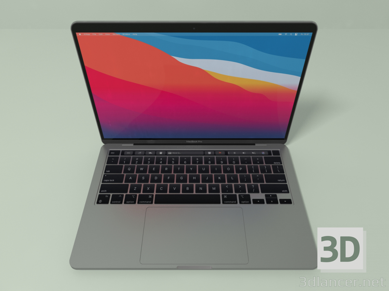 3d 13-дюймовый MacBook Pro (2020) модель купить - ракурс