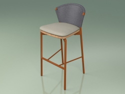 Tabouret de bar 050 (Gris, Rouille Métallique, Teck)