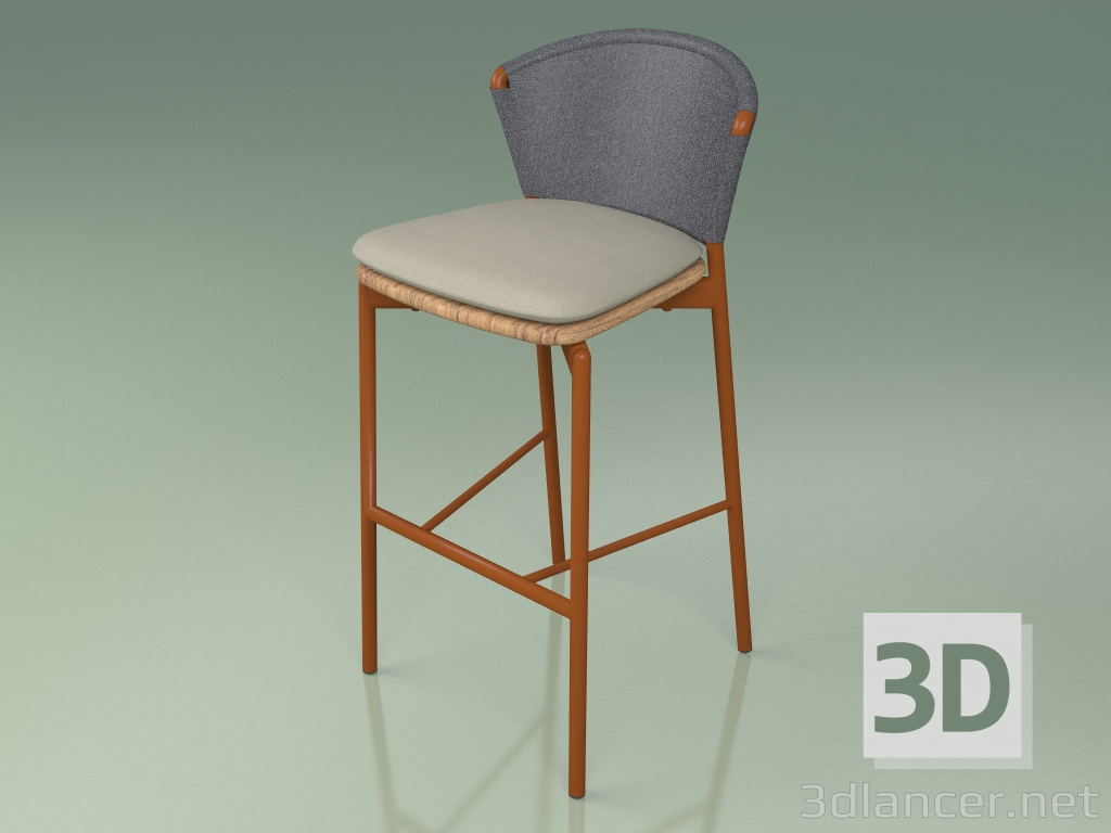 modello 3D Sgabello da bar 050 (grigio, metallo ruggine, teak) - anteprima