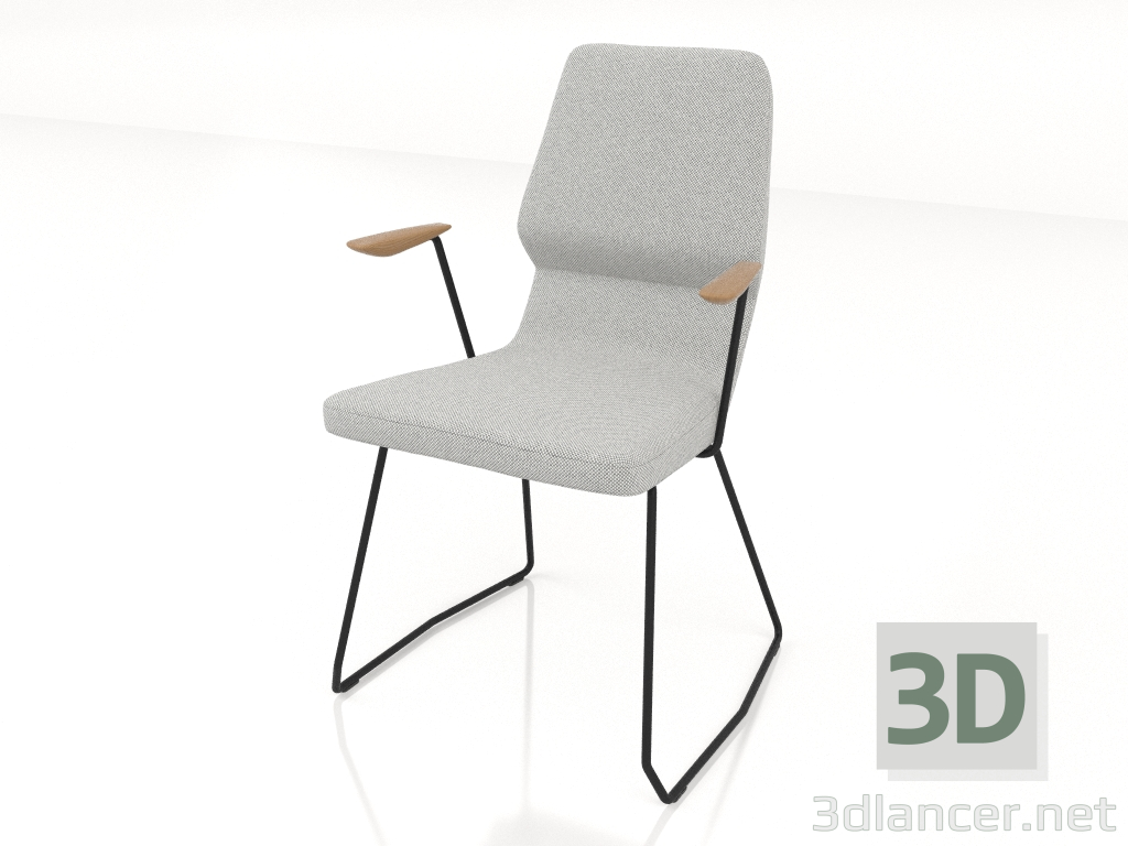 3d model Chair on slides D12 mm with armrests - preview