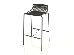 Tabouret de bar Noel H77 (Piètement Noir, Drisse Drapeau Noir)