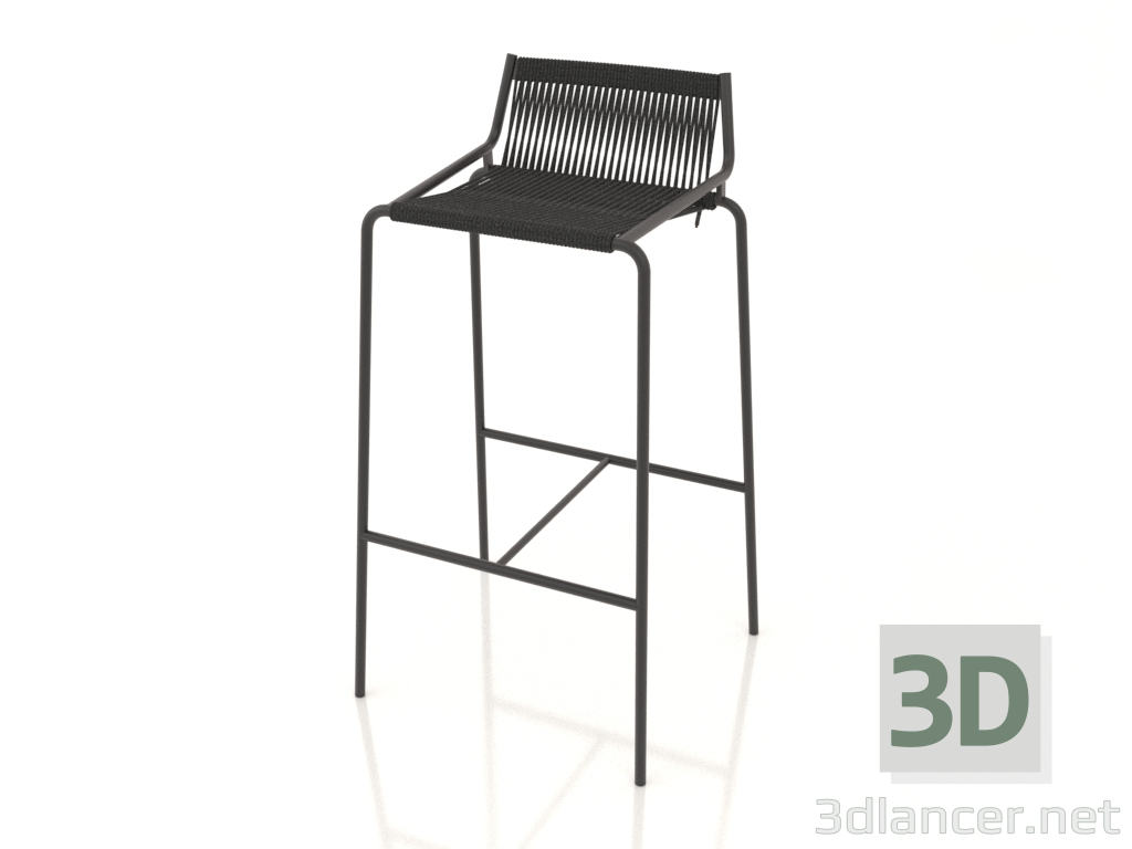 modello 3D Sgabello da bar Noel H77 (base nera, drizza bandiera nera) - anteprima