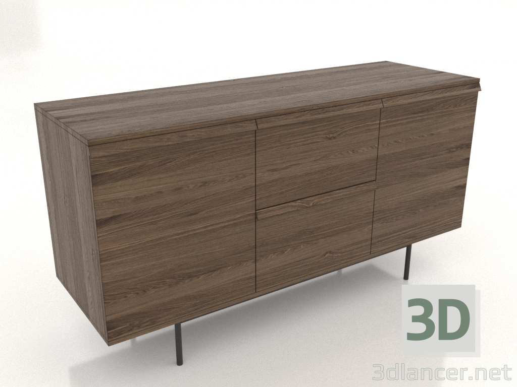 3d model Chest of drawers 2 METAL 1500x500x800 (lightened ash walnut) - preview