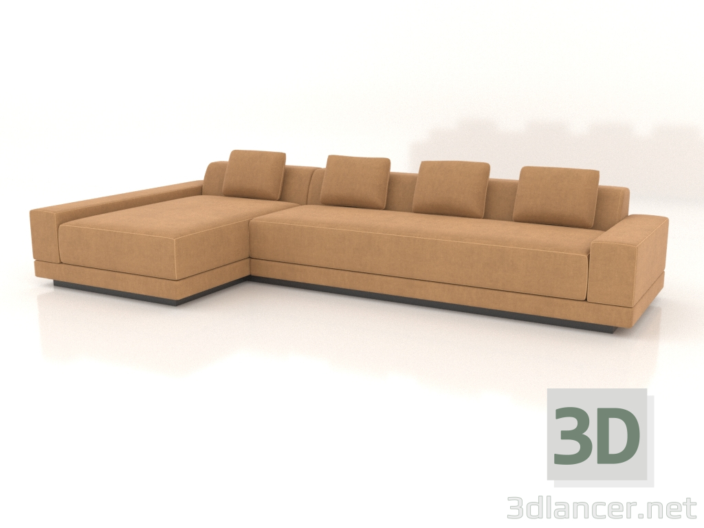 3d model Sofá esquinero Cortona de brazos delgados - vista previa