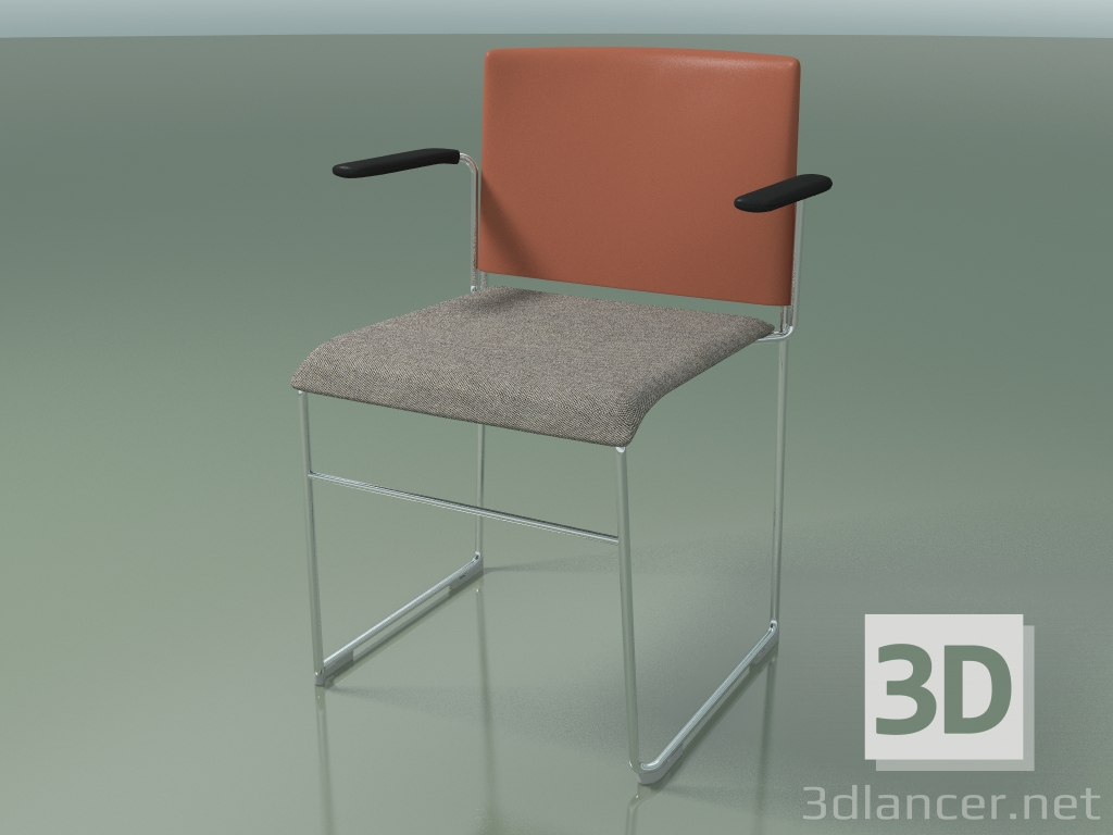 modello 3D Sedia impilabile con braccioli 6604 (rivestimento seduta, polipropilene Rust, CRO) - anteprima