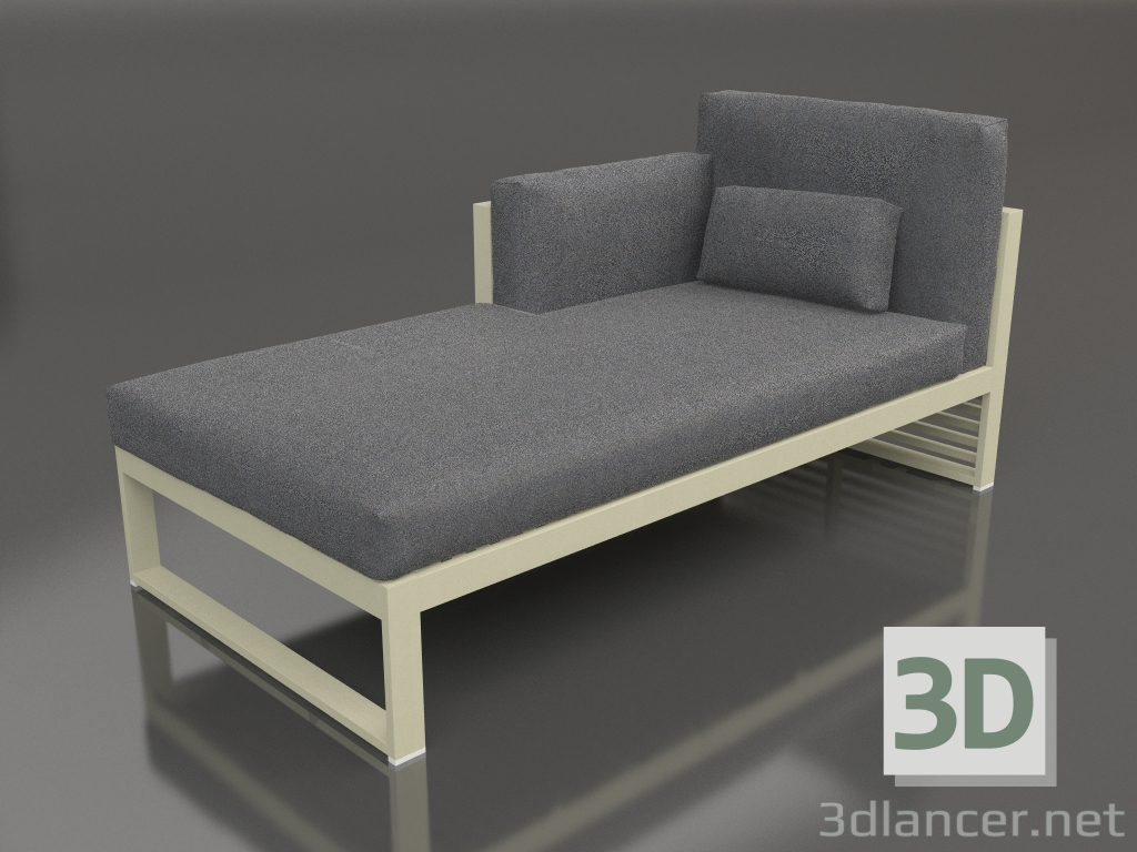 Modelo 3d Sofá modular, seção 2 esquerda, encosto alto (Ouro) - preview