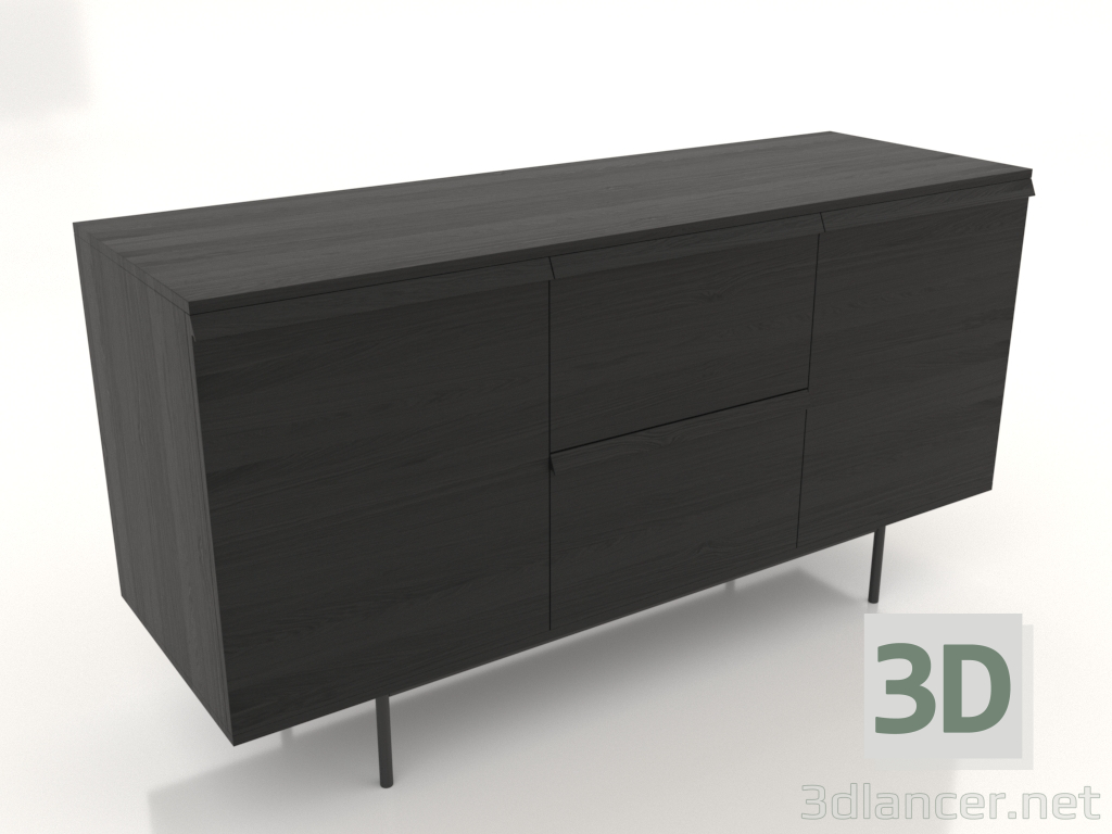 3d model Chest of drawers 2 METAL 1500x500x800 (black RAL 9005) - preview