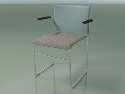 Chaise empilable avec accoudoirs 6604 (rembourrage d'assise, polypropylène Petrol, CRO)