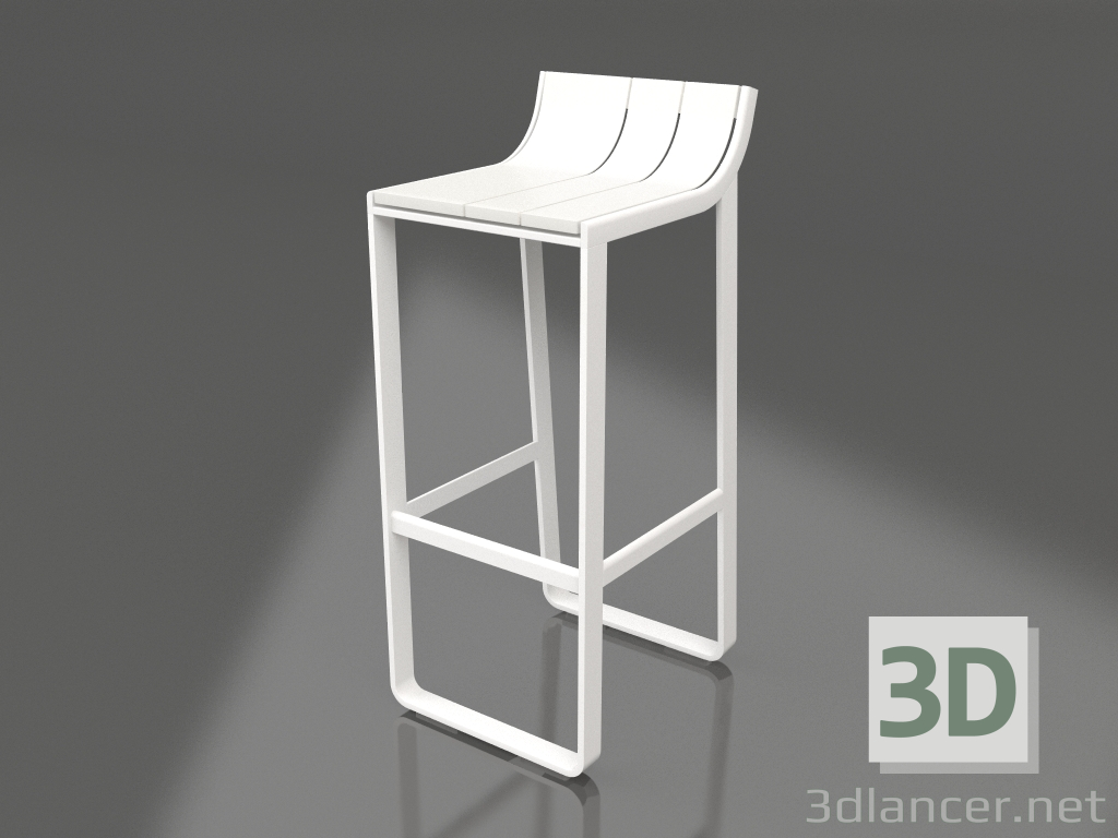 3d model Taburete con respaldo bajo (Blanco) - vista previa