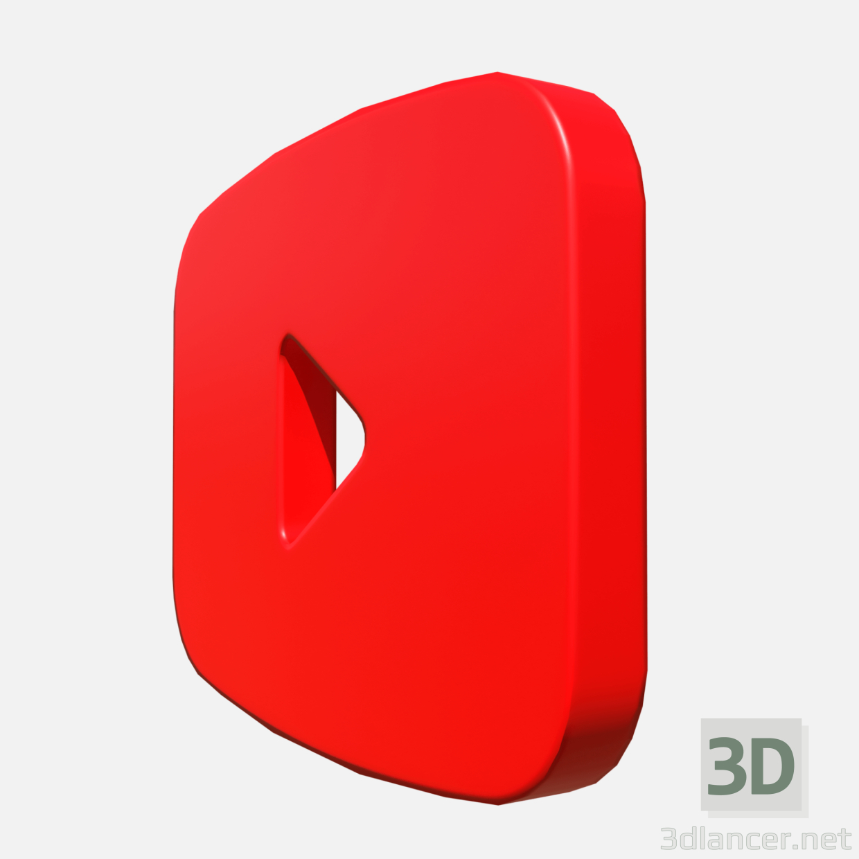 3d Прямокутник логотипу Youtube модель купити - зображення