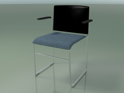 Silla apilable con reposabrazos 6604 (tapizado de asientos, polipropileno negro, CRO)