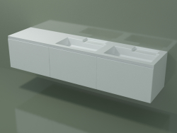 Double washbasin with drawers (dx, L 216, P 50, H 48 cm)