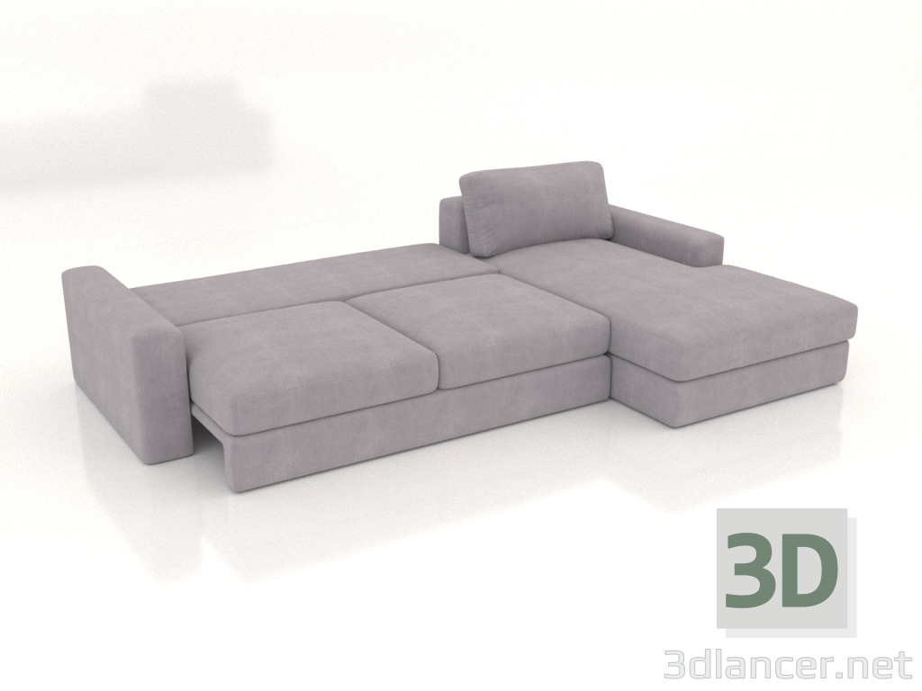 3d model Sofá PALERMO con otomana (desplegado, tapizado opción 1) - vista previa