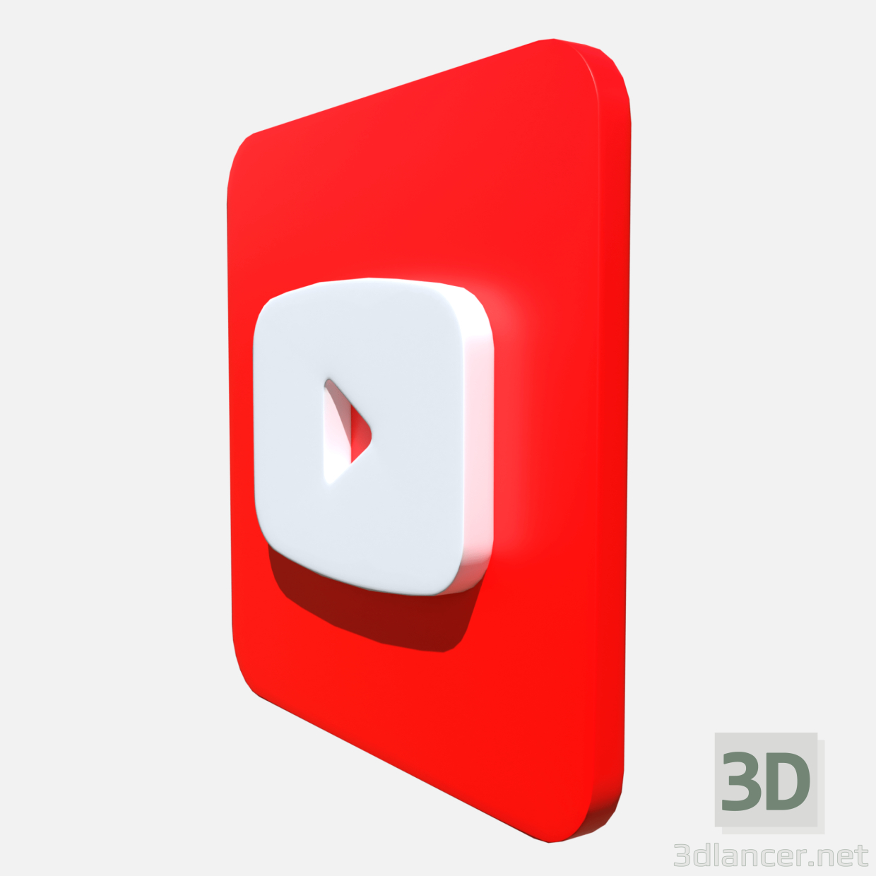 3d Логотип Youtube квадратный закругленный модель купить - ракурс