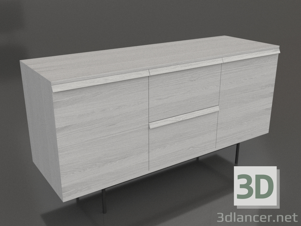 3d model Chest of drawers 2 METAL 1500x500x800 (white RAL 9010) - preview