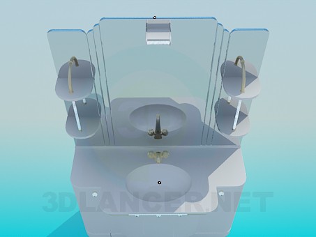 3d model Washbasin with mirror - preview