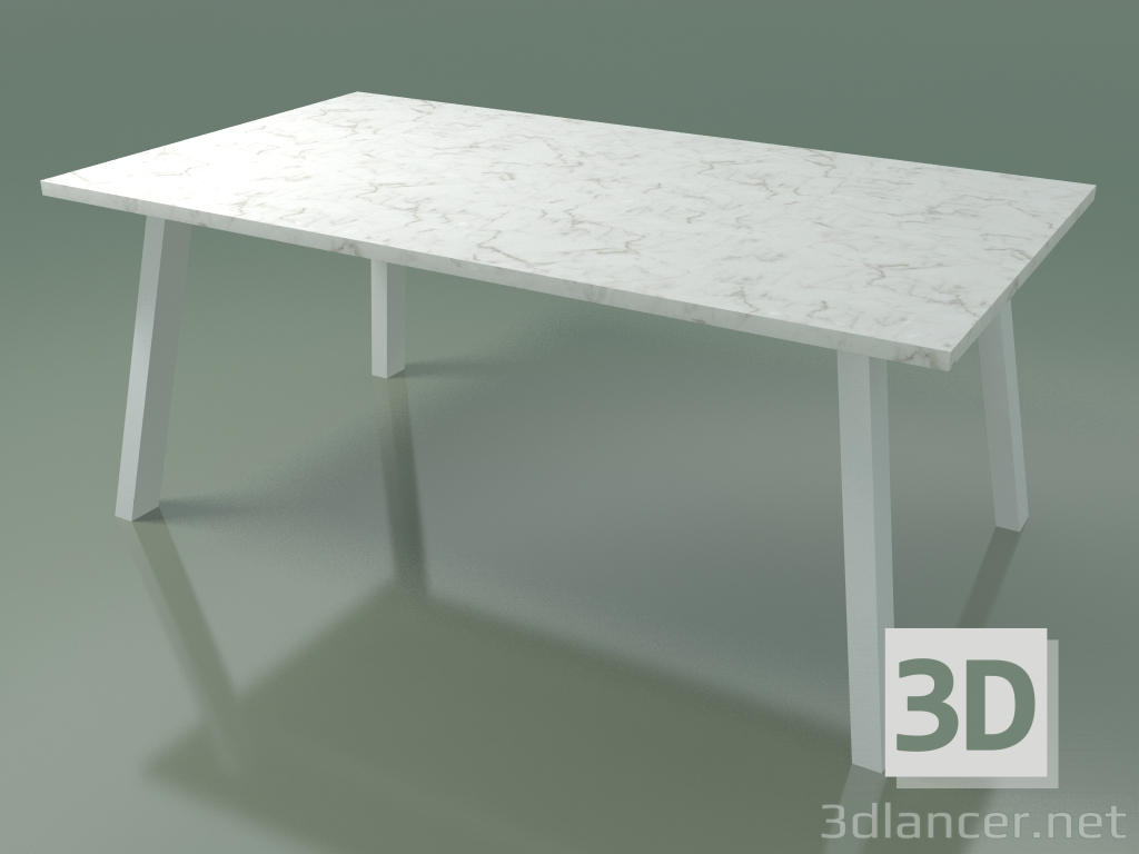 modello 3D Tavolo da pranzo esterno InOut (134, alluminio laccato bianco, marmo bianco di Carrara) - anteprima