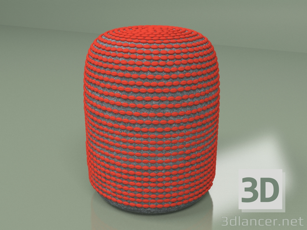 Modelo 3d Pufe Rococó (vermelho) - preview