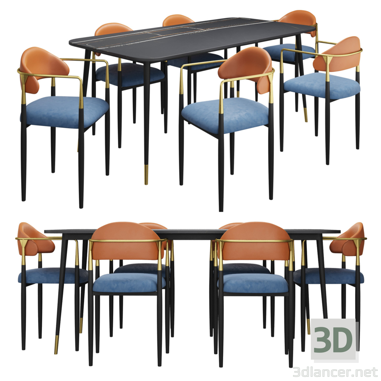 Grupo de almuerzo 3D modelo Compro - render