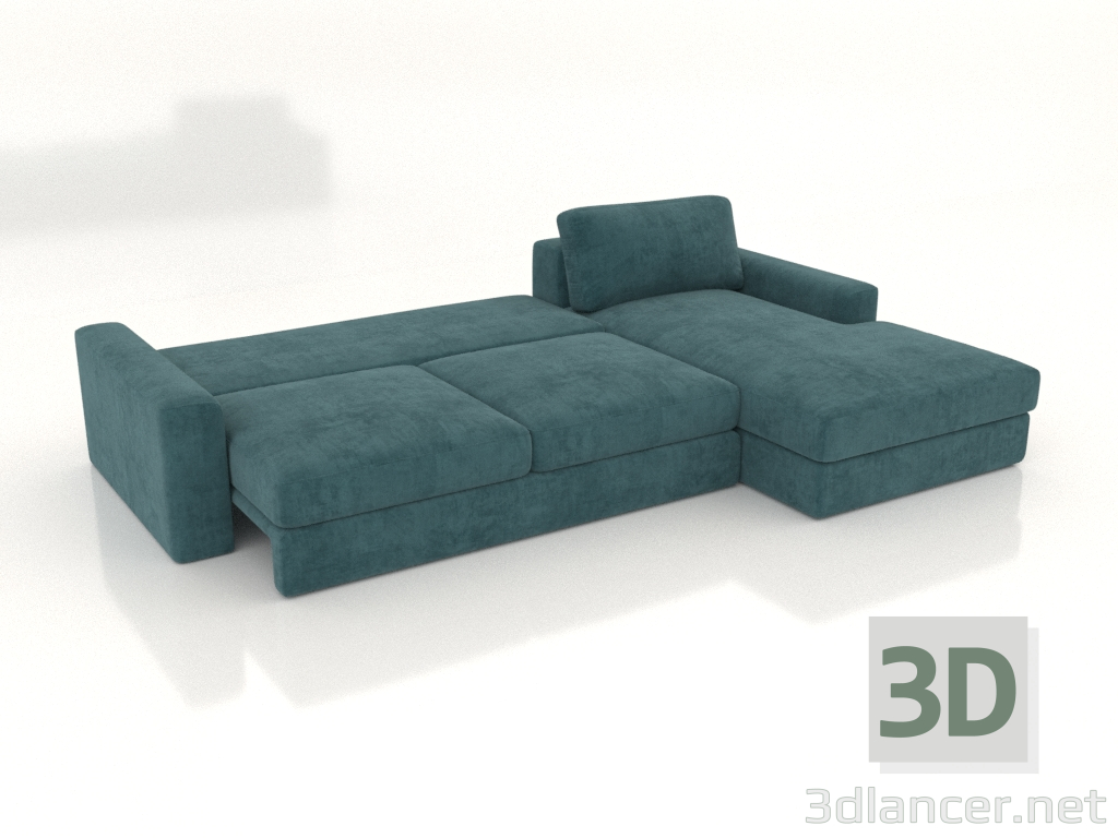 modèle 3D Canapé PALERMO avec pouf (déplié, rembourrage option 2) - preview