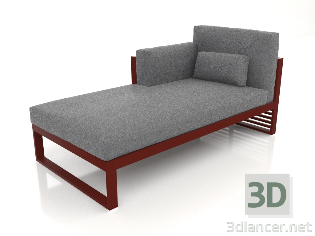 3d model Sofá modular, sección 2 izquierda, respaldo alto (Rojo vino) - vista previa