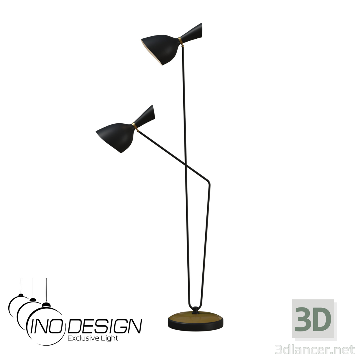 modèle 3D Lampadaire Inodesign La Antilla Noir 44.225 - preview