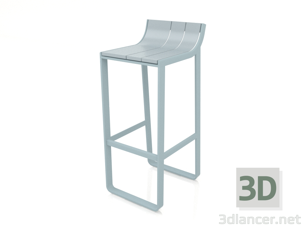 3d model Taburete con respaldo bajo (Gris azul) - vista previa