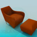 3d model Chair with ottoman - preview