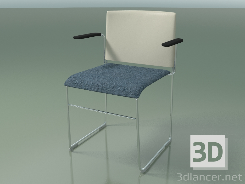 3d model Silla apilable con reposabrazos 6604 (tapicería de los asientos, polipropileno marfil, CRO) - vista previa