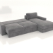 3D Modell Sofa PALERMO mit Ottomane (aufgeklappt, Polstervariante 3) - Vorschau