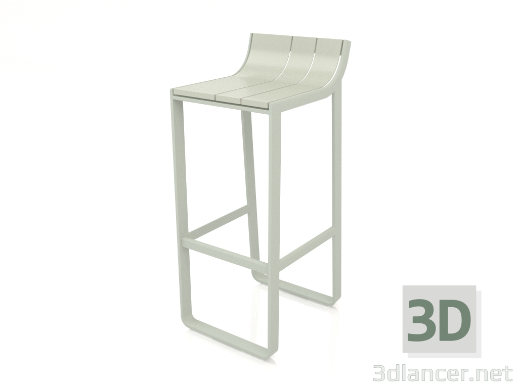 3d model Taburete con respaldo bajo (Gris cemento) - vista previa