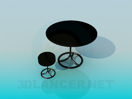 3d model Mesa y taburete conjunto - vista previa