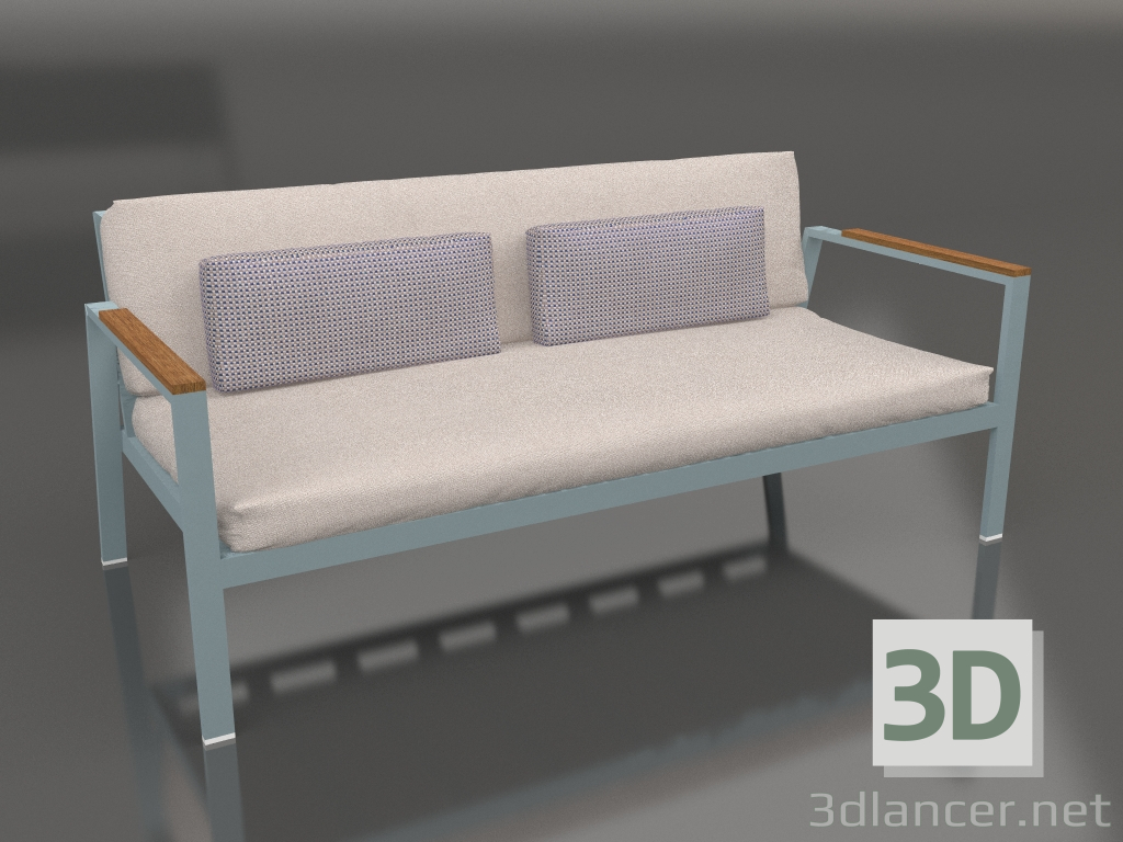 3d model 2-seater sofa (Blue gray) - preview