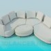 3D Modell Modulares Sofa mit ovalen Pouf - Vorschau