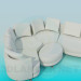 3D Modell Modulares Sofa mit ovalen Pouf - Vorschau