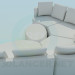 3D Modell Modulares Sofa mit ovalen Pouf - Vorschau