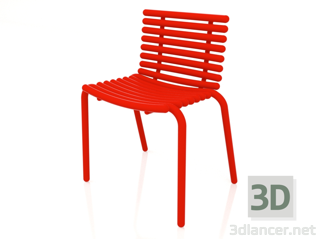 modèle 3D Chaise de salle à manger (rouge) - preview