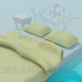 Modelo 3d Cama com mesas laterais - preview