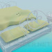 Modelo 3d Cama com mesas laterais - preview