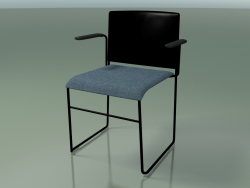 Silla apilable con reposabrazos 6604 (tapizado de asientos, polipropileno negro, V25)