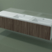 modèle 3D Lavabo double avec tiroirs (dx, L 216, P 50, H 48 cm, Noce Canaletto O07) - preview