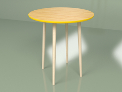 Table ronde Spoutnik 70 cm placage (jaune-moutarde)