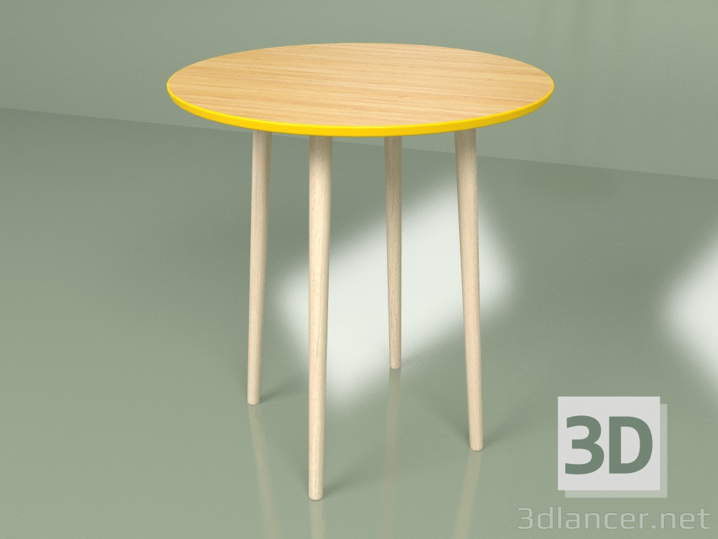 modello 3D Tavolo rotondo Sputnik 70 cm impiallacciato (giallo-senape) - anteprima