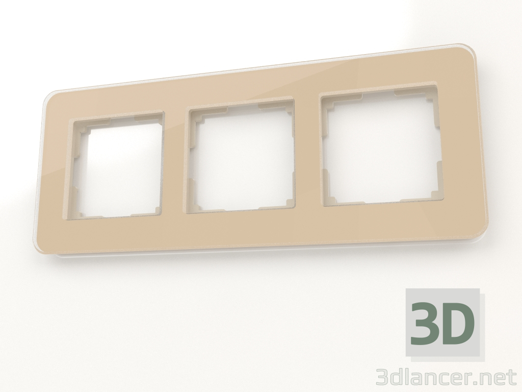 3d model Marco de cristal para 3 postes Elite (marfil) - vista previa