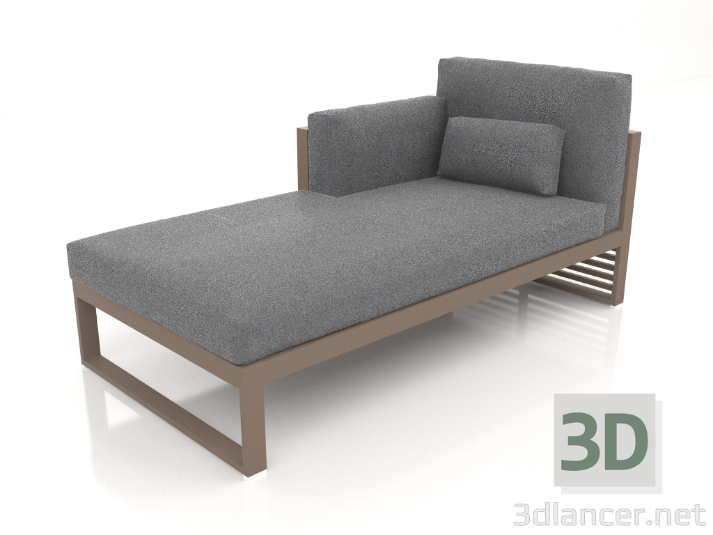 Modelo 3d Sofá modular, seção 2 esquerda, encosto alto (Bronze) - preview