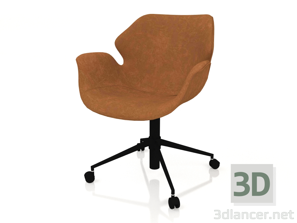 modèle 3D Chaise de bureau Nikki All (marron) - preview