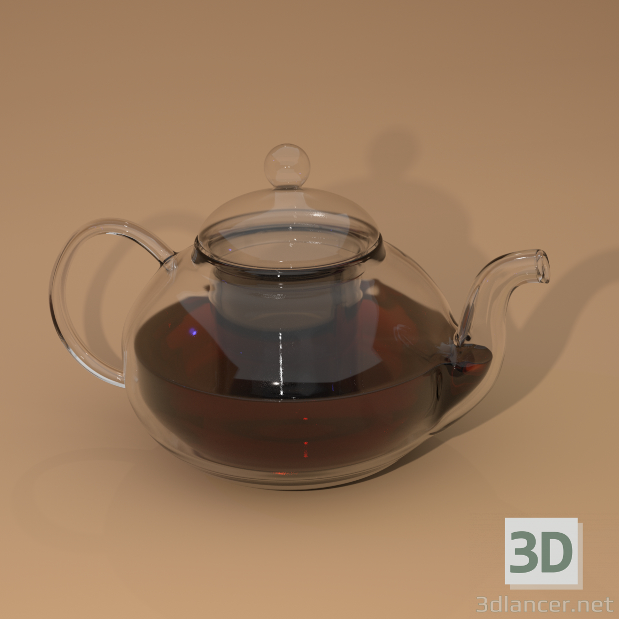 Tetera de vidrio con tapa y tetera 3D modelo Compro - render