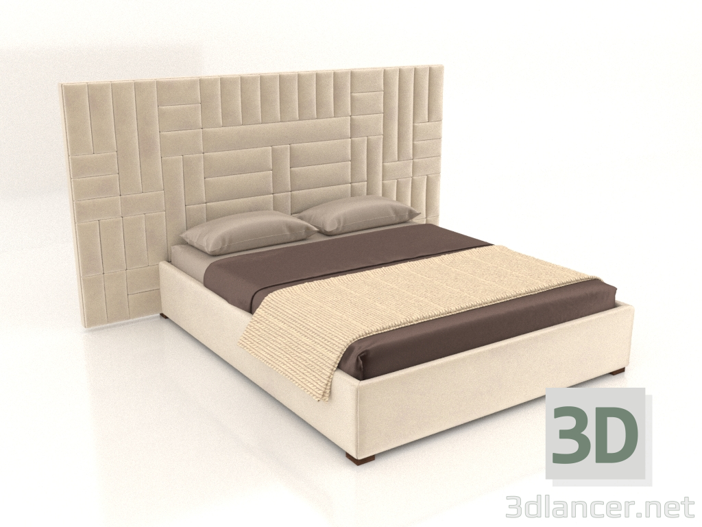3D Modell Emilio Bett mit hohem Kopfteil (groß) - Vorschau