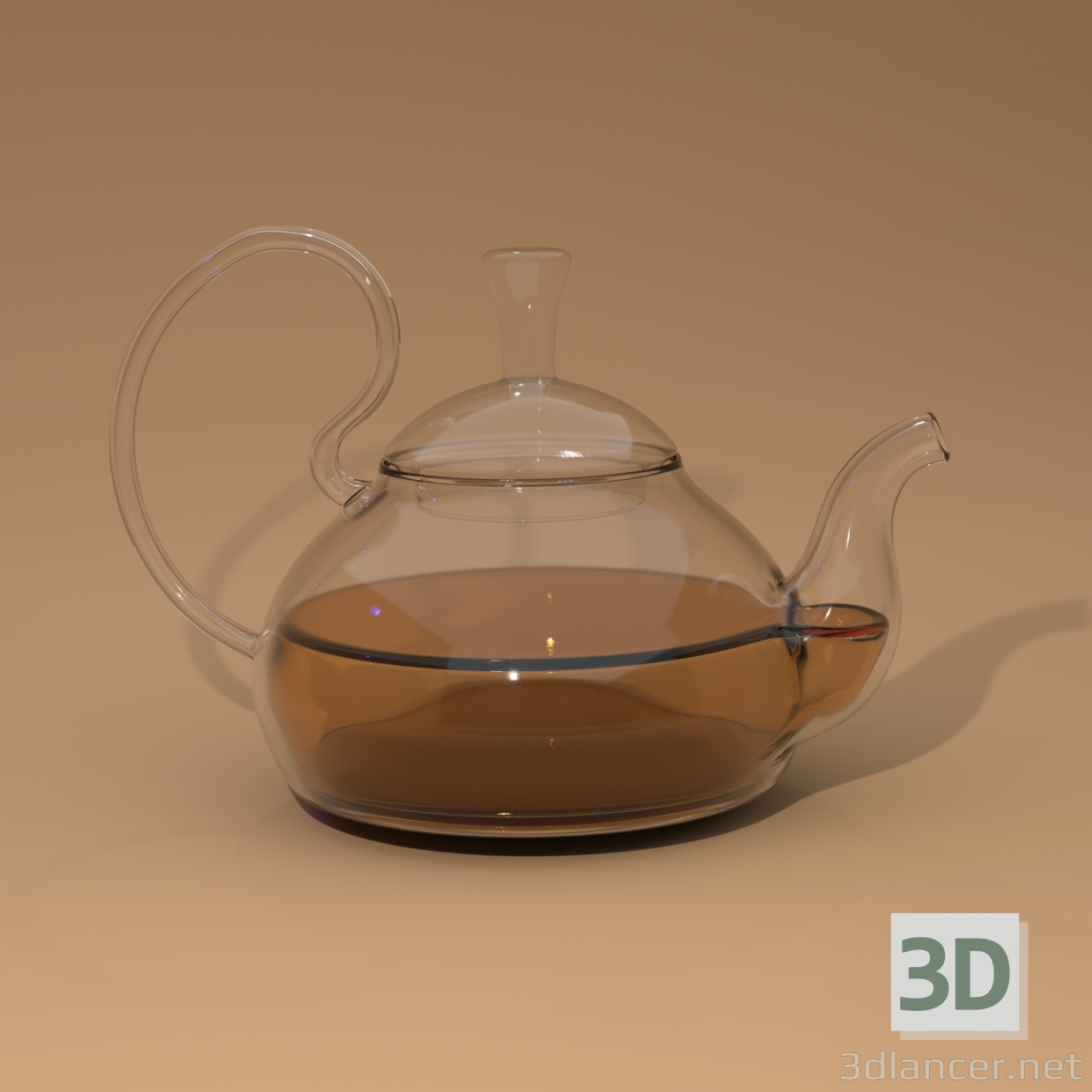 3d Glass teapot with a lid model buy - render